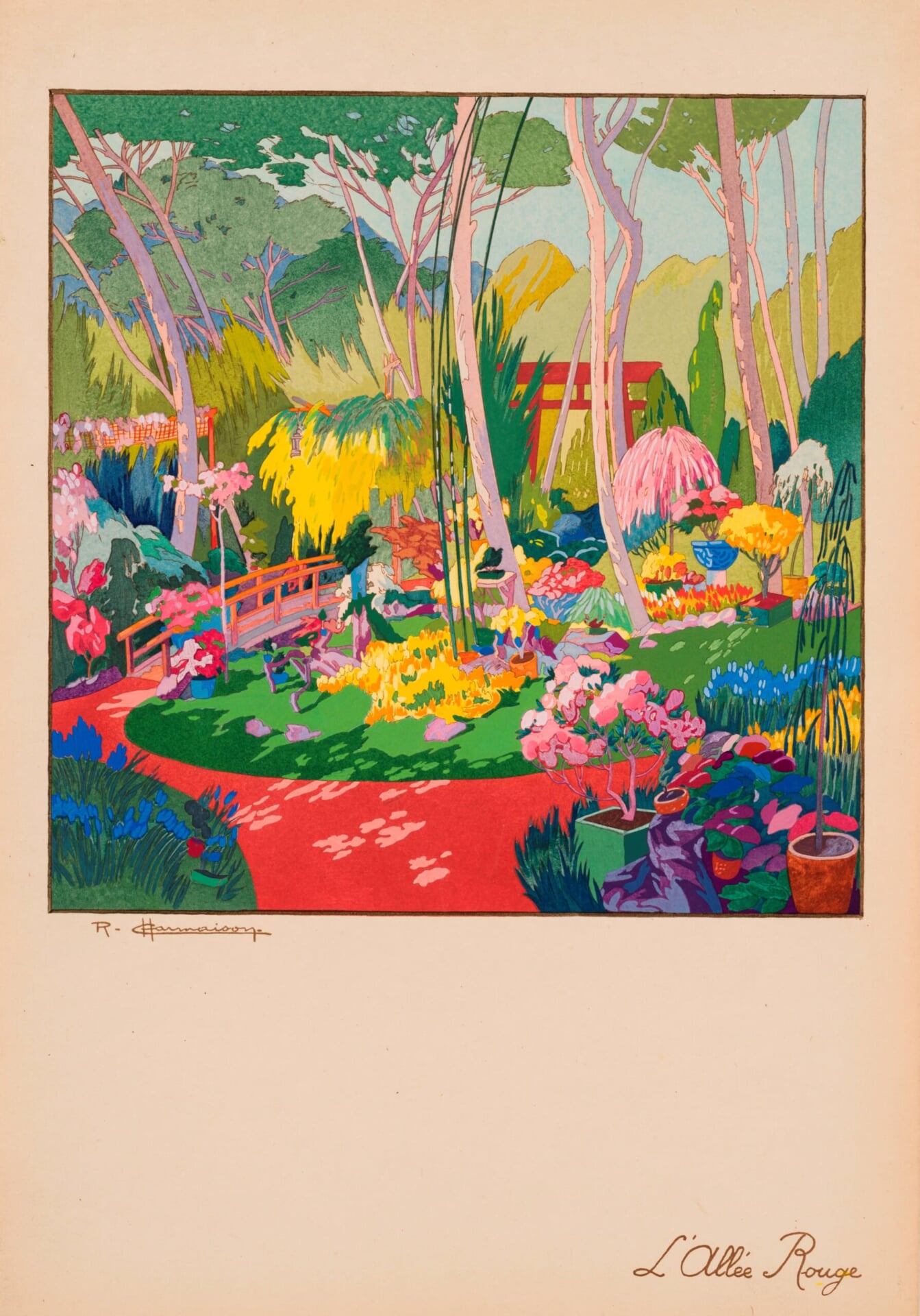 レイモン・シャルメゾン「赤の小径」『貴重な庭園』1919年、東京都庭園美術館の写真