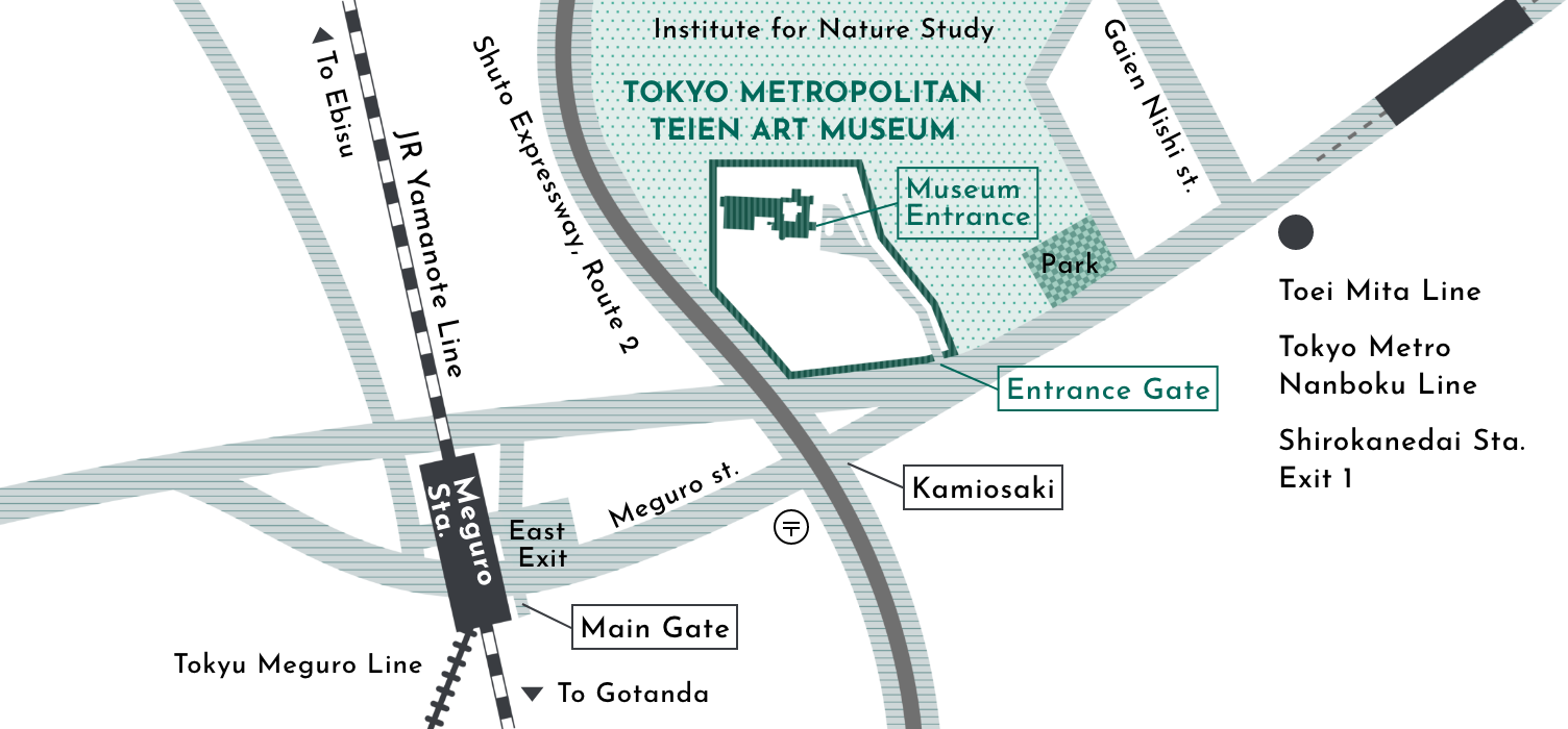 Map from Meguro Station and Shirokanedai Station