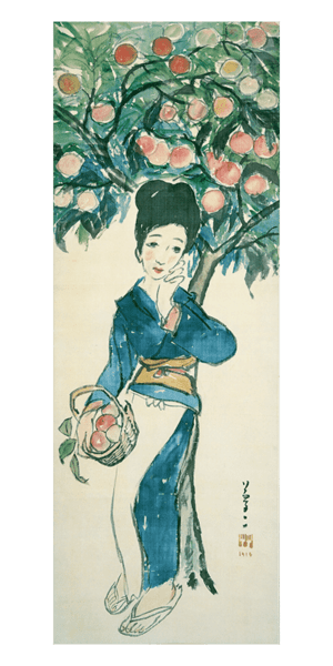Apple, 1914, Color on silk, Collection of Yumeji Art Museum