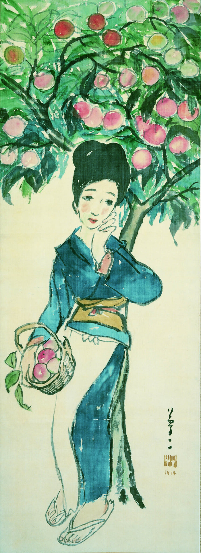 《林檎》1914（大正3）年 絹本着色 夢二郷土美術館蔵