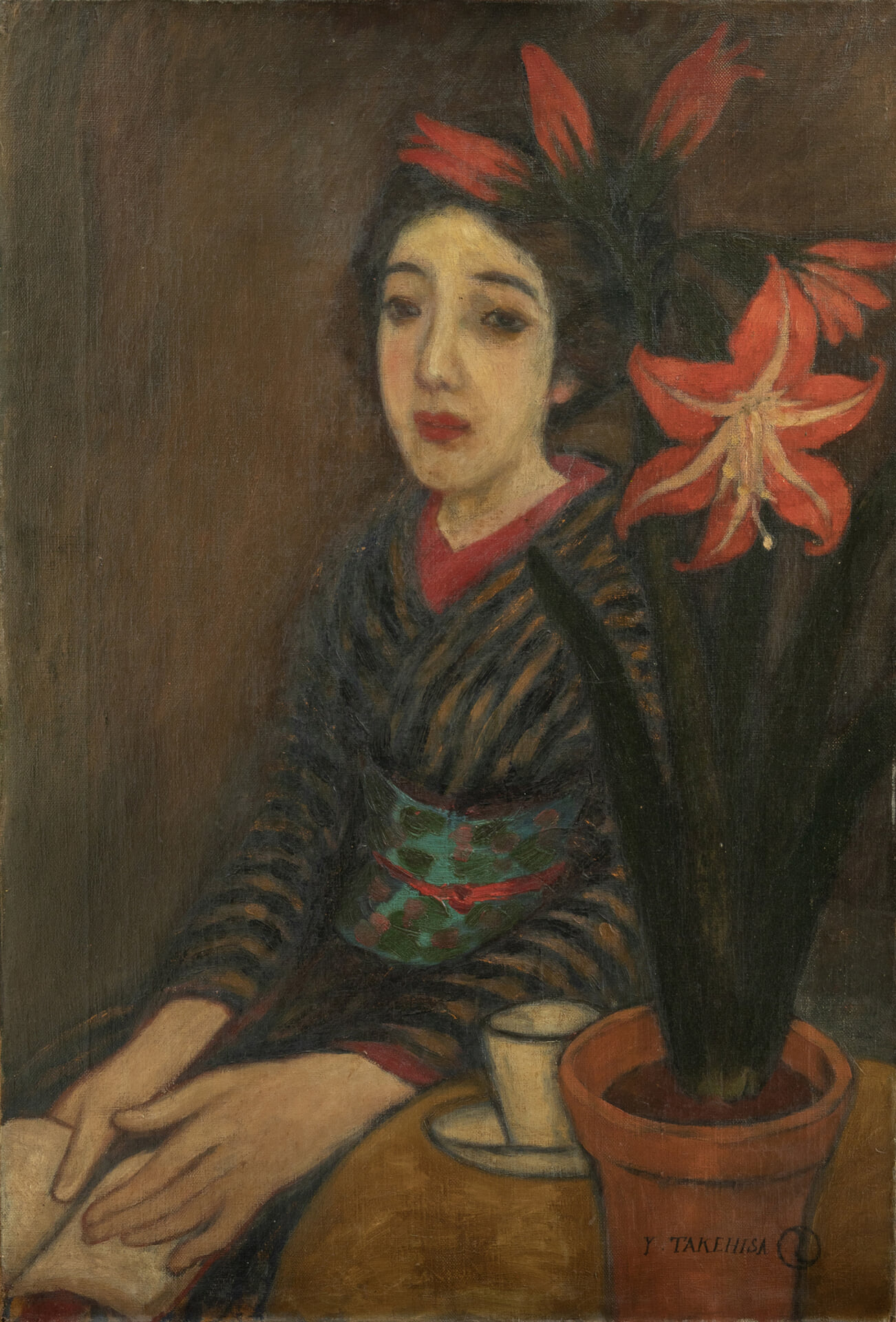 Amaryllis, about 1919, Oil on canvas, Collection of Yumeji Art Museum