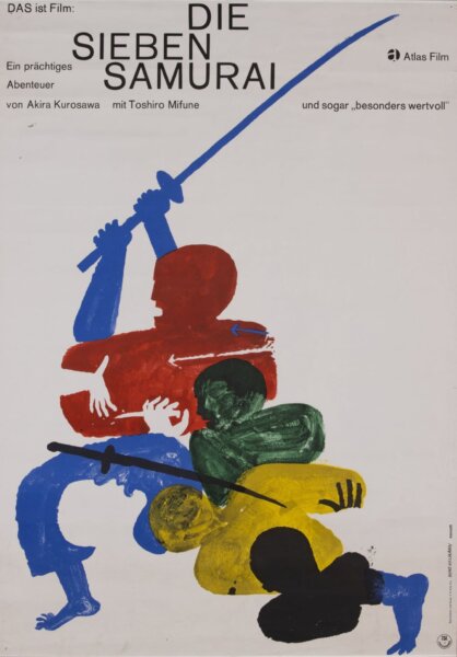 Hans Hillmann, <i>Film, Seven Samurai</i>, 1962, poster, A5 collection Düsseldorf ©Marlies Rosa- Hillmann