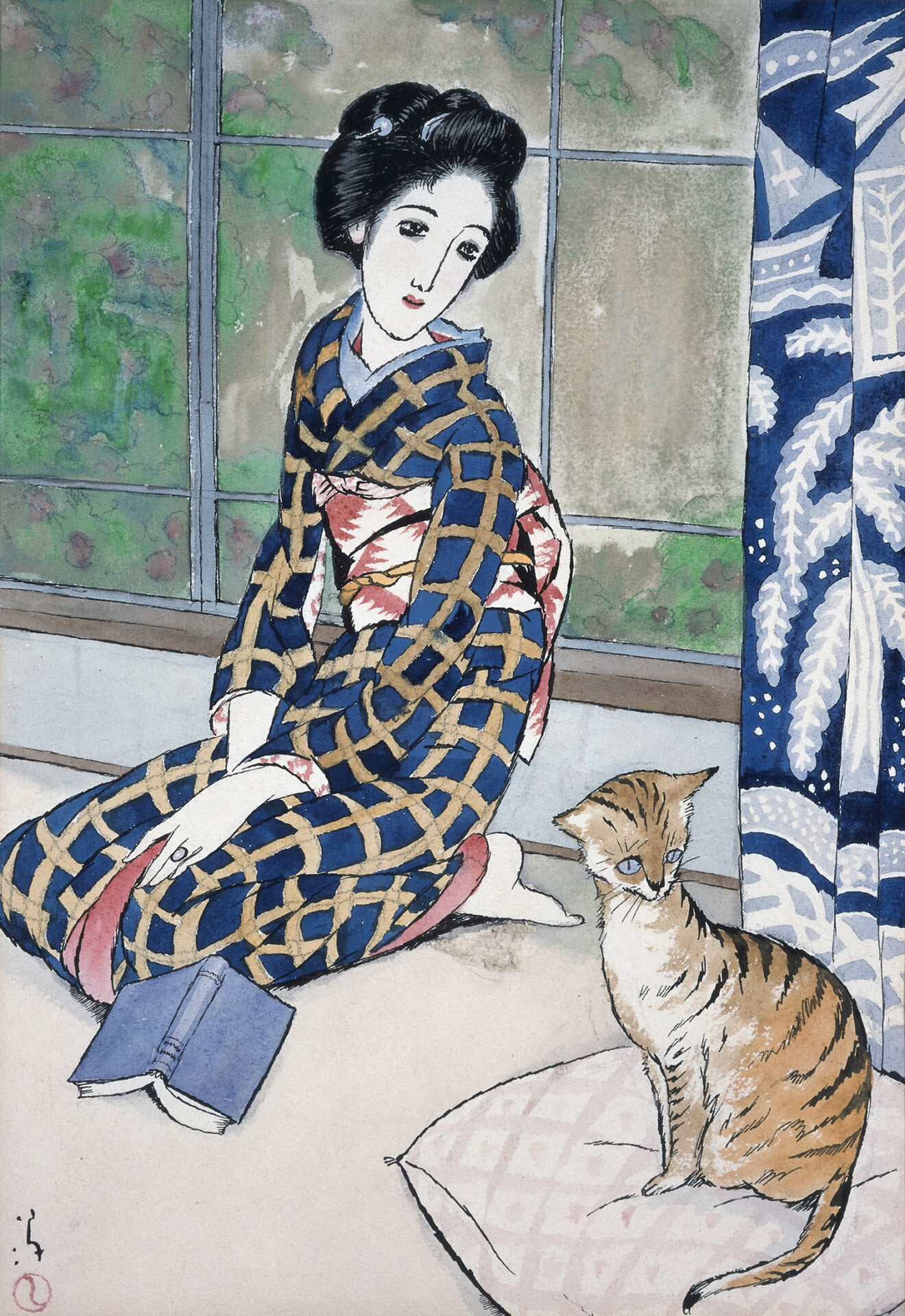 Late Spring, 1926, Pen, pencil and watercolor on paper, Collection of Yumeji Art Museum